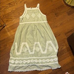Charming Green Embroidered Kids Dress